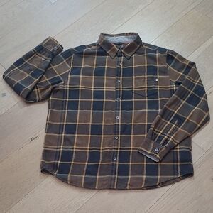 EUC Marmot Flannel Shirt Men's sz XL Brown Plaid Long Sleeve Button Up